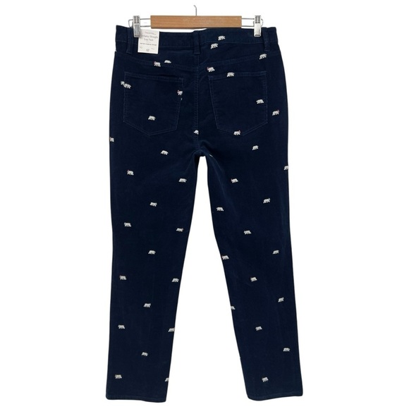 Talbots CORDUROY STRAIGHT LEG PANTS in Novelty POLAR BEAR EMBROIDERED Size 8P - Picture 5 of 12
